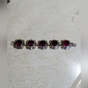 Chic Silver and Red Bracelet